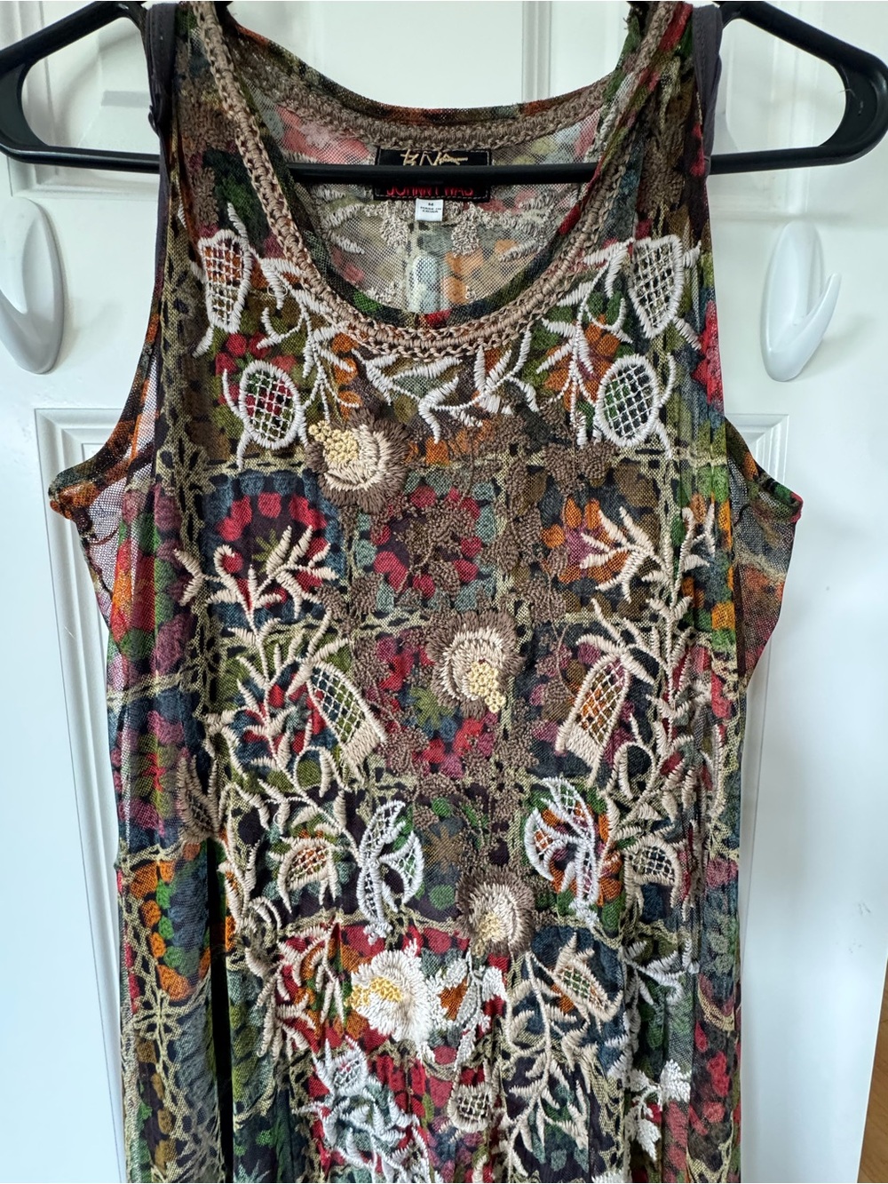 JOHNNY WAS BIYA BITOLA MESH DRESS Floral Mosaic Sleeveless Maxi Dress Multicolor - Picture 6 of 12